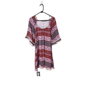 Boho Chic Easel Tunic Dress Medium Paisley & Floral Pattern Lagenlook  Artsey